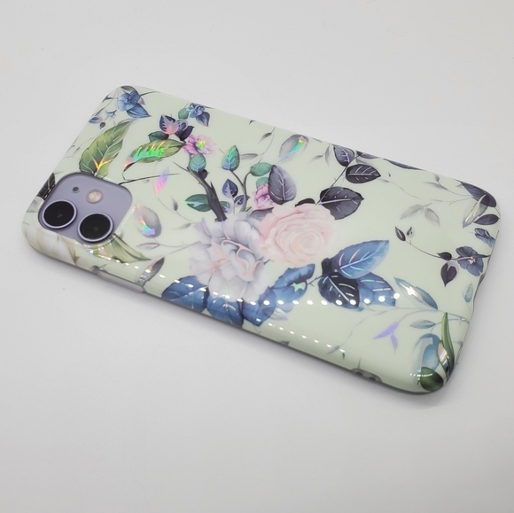 Floral iPhone 11 Case iPhone 12 Pro Max Case Floral laser Holographic - Picture 8 of 8